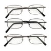Foster Grant Men's Council Rectangular Reading Glasses, Gunmetal and Black,
