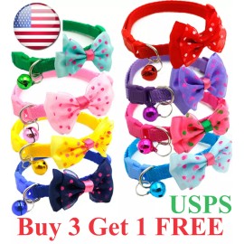 speedway Nylon Cat Cute Collar with Bell bow tie for Cat Kitten puppy adjustable US - Green