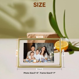 AhaGo Gold Floating Frame, 5"x7", Horizontal, For Picture 4x6, 3x5, 2x3, Home or Office Decor, Classy For Festival, Birthday or Wedding