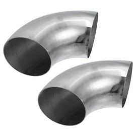 X AUTOHAUX 2pcs OD 4 Inch 90 Degree Mandrel Bend Elbow SS304 Stainless Steel Bend Tube Exhaust Elbow Pipe for Car Modified Exhaust System 4" Piping Silver Tone
