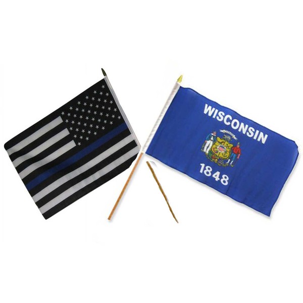 AES 12x18 12"x18" Wholesale Combo USA Police Blue Line &