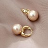 Pearl Drop Statement Earring for Women,14K Gold Small Pearl Huggie