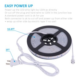 120V LED Strip Light Dimmable by Wall Dimmer Switch, Waterproof IP65, No Need LED Driver, Warm White 2800K 110V LED Rope Light, 300 LED 16.4ft LED Tape Light 115V Under-Cabinet Light Flexible