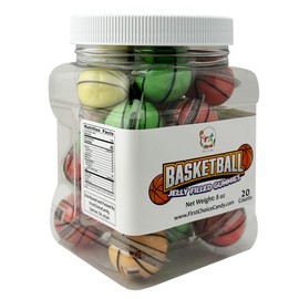 FirstChoiceCandy Jelly Filled Gummies - Assorted Flavor Gummy Filled Candies - Filled With Fruit Jams - 20 Pieces In Resealable Jar (Basketball)