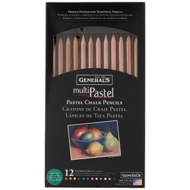 General Pencil 4400-12A General's Pastel Chalk Pencils, 12 Colors, Multicolor, 7 x 1/4 x 1/4 in