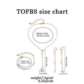 TOFBS Jewellery Sets Women's 3-Piece Pearl Jewellery Set Necklaces Earrings Bracelet Jewellery Set Bridal Jewellery Set for Girls Wedding Party, Alloy, artificial pearls, No Gemstone
