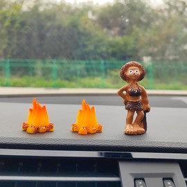 Primitive People with Fire Car Ornaments for Dashboard, Funny Rear View Mirror Accessories Center Screen Decor, Decoration for Dash Car Accessories Interior for Women/Men