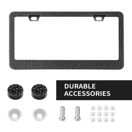 JAGASOL Bling License Plate Frame, Premium Stainless Steel Rhinestone License Plate Frames for Men and Women, Sparkly Plate Crystal Caps, Pink