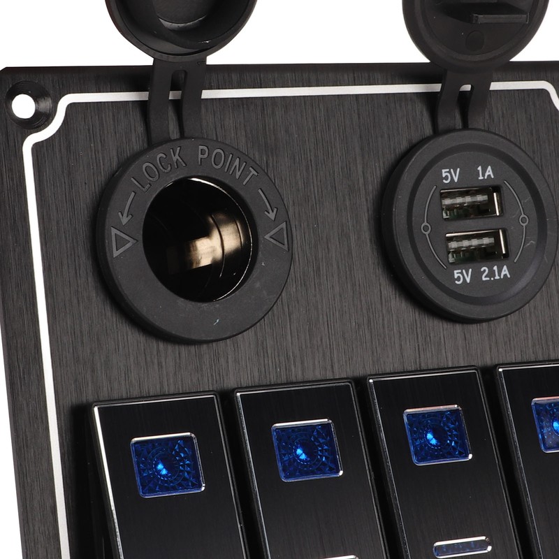 Rocker Switch Panel 4 Gang 12‑24V 5 Pin Blue Light