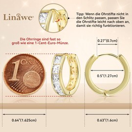 Linawe Small Hoop Earrings, Piercing Ring, Helix Earrings, Nickel-Free Jewellery, Women, Gold, Rose Gold, Silver, Mini Hoop Earrings, Copper Brass, Moissanite
