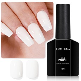 TOMICCA White Gel Nail Polish, 15ml White Nail Polish Gel, Soak Off UV Gel Polish Fast Dry White French Manicure Nail Salon Art
