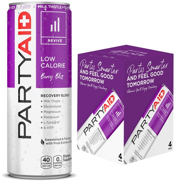 Partyaid Rehab Blend, Feel Good Tonight & Tomorrow, Contains 5-Htp, B-Complex, Milk Thistle, electrolytes, No Artificial Flavors or Sweeteners, Caffeine-Free, 100% Clean, 12 Fl Oz (Pack Of 4)