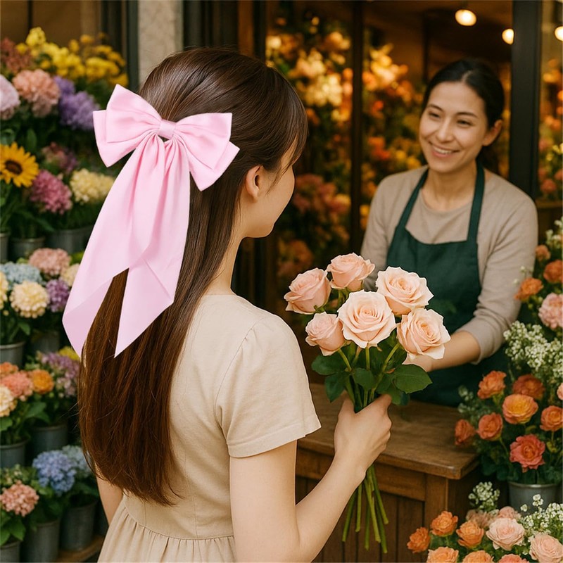 4PCS Satin Hair Bows for Women & Girls – Oversized