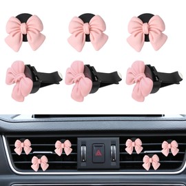 Wuyaoyao 6PCS Bow Car Air Freshener Clips, Cute Bow Car Air Vent Clip, Coquette Auto Air Conditioning Outlet Diffuser Perfume Clips, Interior Decoration, Auto Decor for Women Girls (Pink, 6PCS)