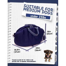 Sytopia Dog Bag Carrier for Small/Medium Dogs, Waterproof and Washable, Travel Dog Purse for Pets up to 25 Lbs, Dog Car Seat & Pet Bed, Dog Collar Clip, Poop Bag Holder, Adjustable Leashes, Navy Blue