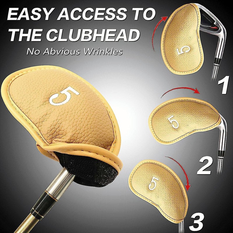 Golf Iron Head Covers Numbers Synthetic Leather Headcover Deluxe Value