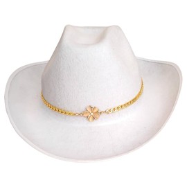 Chain Hat Band Wildflower Concho Charm Jewelry Accessory Gold Plated Stainless Steel Chain Belt Micro Suede Cord Adjustable Adult One Size Gift Boxed For Brim Hats