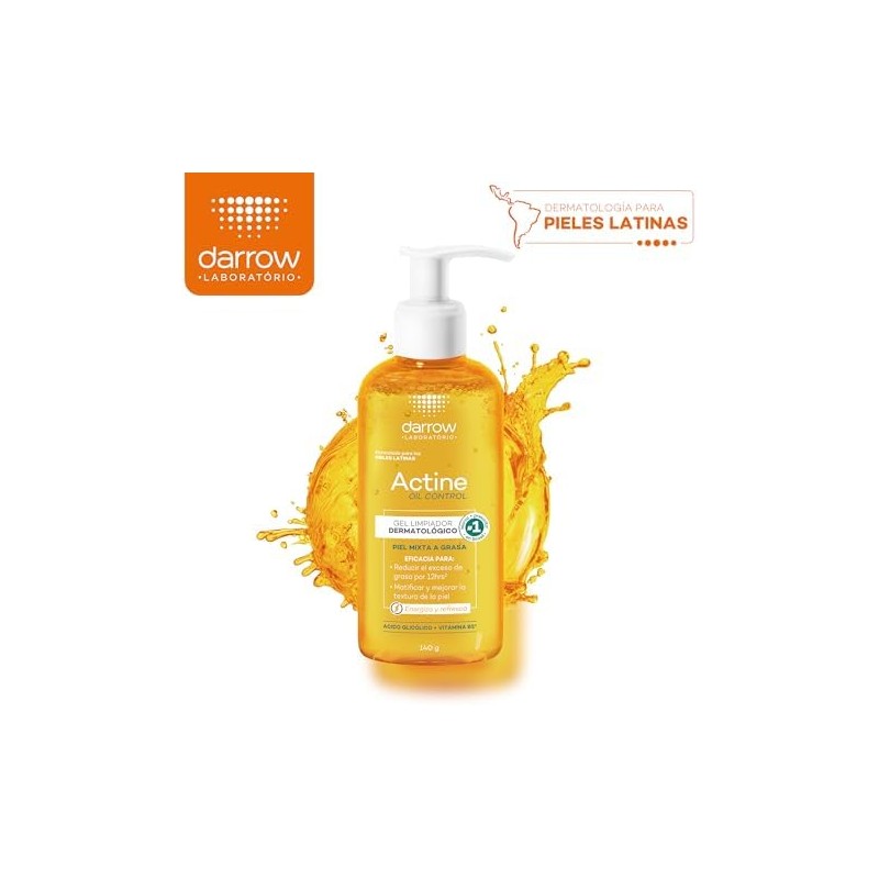 Darrow, Actine Oil Control Gel Limpiador Dermatológico, Piel Mixta a