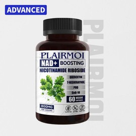 PLAIRMOI NAD+ Supplement 800mg Advanced | Highest NAD Pontecy | Max Absorption | Pure NAD Supplement | NR Supports Cellular Energy Metabolism & Repair, Vitality, Healthy Aging of Heart, Brain & Muscle | Nad with Resveratrol,Quercetin,PQQ,CoQ10 | 60 Caps.:_2PC