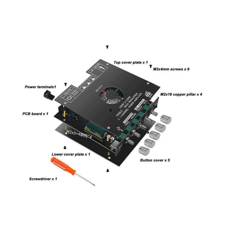 Bluetooth Amplifier Board 2.1 Channel Subwoofer HiFi Wireless Sound Power