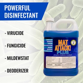 Dollamur Mat Attack! PLUS® Gym & Yoga Mat Cleaner, Hygienic Cleaner for Rubber Flooring, Wrestling Mats, and Fitness Floors-Gallon
