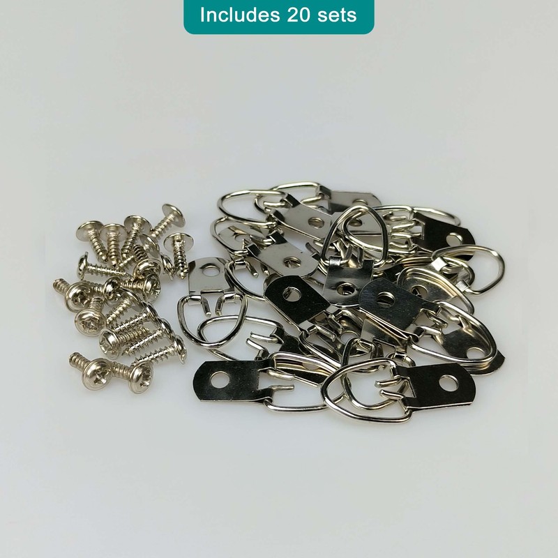 Cyanbone D Ring Picture Hangers with Screws, Small D Hooks