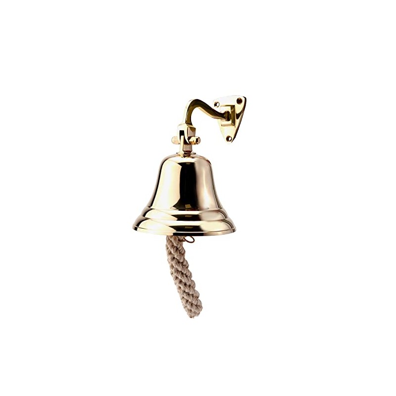 NKlaus 11575 Ship Bell Brass Gold with Wall Bracket and
