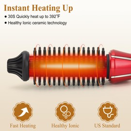 Hair Curling Iron Brush, Mini Curling Iron Ceramic Tourmaline Ionic Hot Curler Brush, Professional Anti-Scald Instant Heat Up Electric Wand for All Hair Types