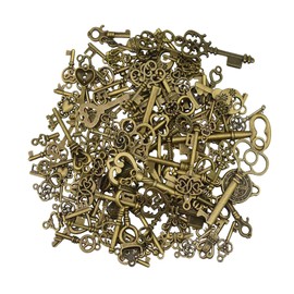Samcos Key Charm Keys, Bronze, Bronze Color, Approximately 125 Pieces, Handmade DIY Accessories, Antique Charm Parts, Metal Charm, Metal, Embroidered, Old Key, Photo, Treasure Hunt, Popular, Zinc, Pearl