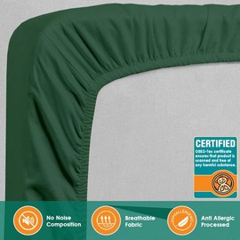 Fitted Sheet Bedding Soft Brushed Fabric, 25cm Side Stretch Deep Pocket, Super King Green Size 180 x 200 +25cm