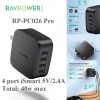 RAVPower 40W 4-Port USB Wall Charger 8A w Fast Charger