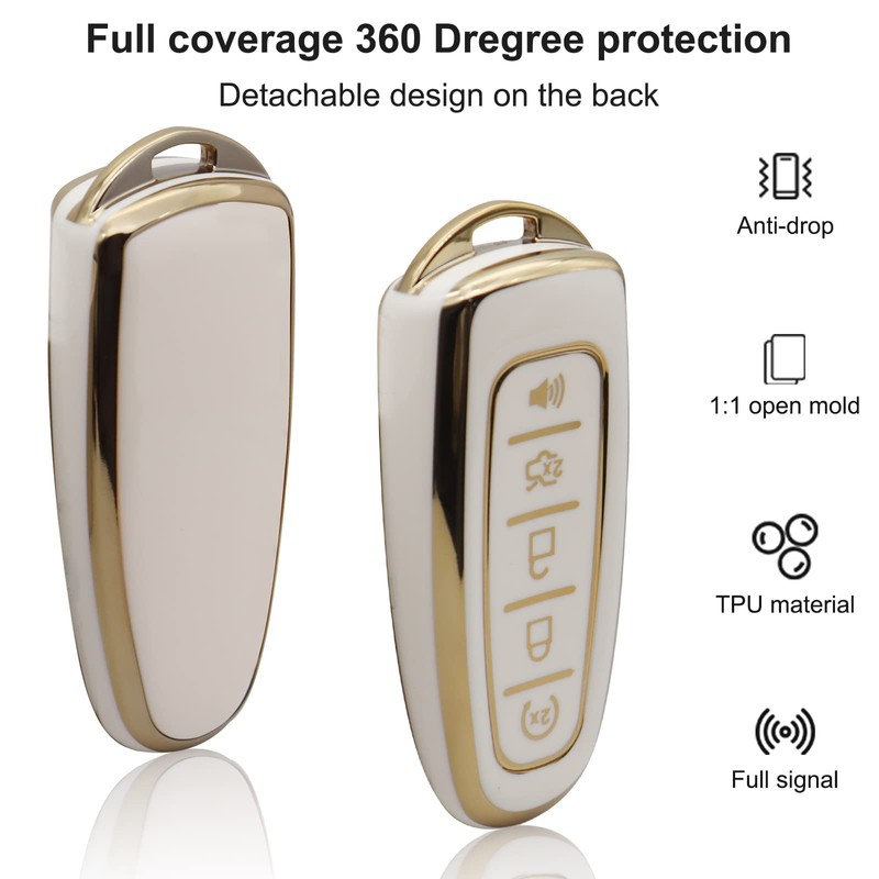 2Pcs Key Fob Cover with Metal Keychain, Soft TPU Protection