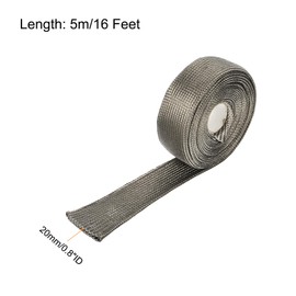 MECCANIXITY Heat Shield Sleeve, 3/4" ID 16 Feet Heat Sleeve Automotive Wire Heat Shield Fuel Line Heat Shield Sleeve Heat Sleeve Heat Wrap 800 Degree for Wires, Titanium Color