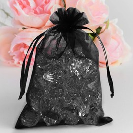 Super Z Outlet 100 Pack 5x7 Inch Mini Sheer Drawstring Organza Transparent Bags Jewelry Sack Pouches for Wedding, Party Decorations, Arts & Crafts Gifts (Black)