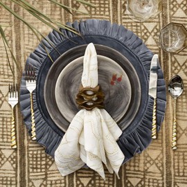 15 Inch Velvet Round Placemat with Ruffle for Dining Table Outdoor Placemats Non-Slip Washable for Gathering, Occasional Decoration and Family Parties Celebrations Set of 4, Gray