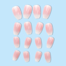 24 Pcs Ballerina Fake Nails Fake Finger Nail Fashion Wearable Manicure Coffin Fake Nails Waterproof Medium Length Push Nails Girls
