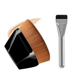 XFSRG Make up Pinsel Kabuki Foundation Flacher mit Aufbewahrungsbox Kabuki Pinsel Seamless Magic Liquid Makeup Brush für Mischflüssigkeit Blend Concealer(Weiß + Schwarz)