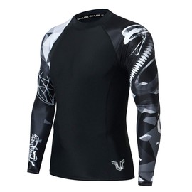 HUGE SPORTS Wildling Series UV Protection Quick Dry Compression Rash Guard (Cobra,XL)