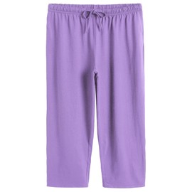 Latuza Women's Cotton Pajamas Set Tops and Capri Pants Sleepwear, Purple, Large