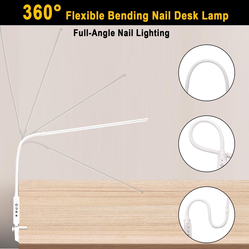 CGBE Nail Light for Desk: 360° Adjustable Nail Lamp for