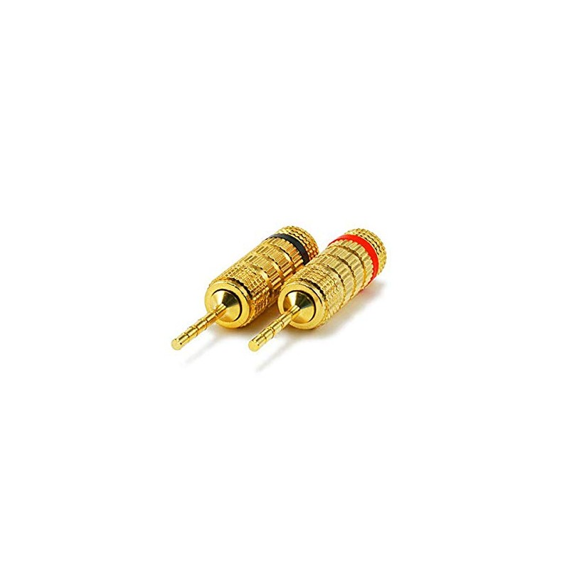 Monoprice 1 Pair of Gold Plated Speaker Pin Plugs, Closed