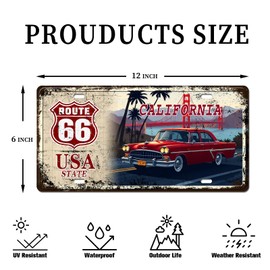 Route 66 California USA State License Plate, 6x12 Inch