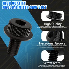 N600011 Miter Saw Blade Bolt, Replacement for Dewalt Miter Saw DWS713 DHS790AT2 DCS361B DCS361M1 DWS713-AR DWS715 DWS716 DWS716XPS DWS779 DWS780 DHS790T2 DHS790AB (2)