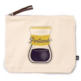 Lantern Press Portland, Oregon, Ate My Way Collection, Pour Over Coffee, Food and Typography, 100% Cotton Zipper Pouch, Travel Accessory, Go Bag