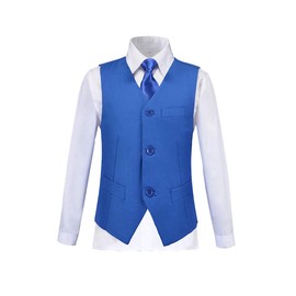 Lycody - Conjunto de chaleco formal para niños, traje de boda, Azul Real, 14 Años