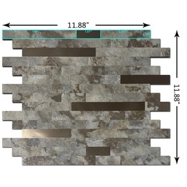 weimeisc 10 Sheets Peel and Stick Backsplash Tile for Kitchen, Self-Adhesive Mosaic Tile, Stick on Bathroom Vanities，Fireplace Décor, Laundry Table(11.25" X 12.7") (Coffee+Bronze)