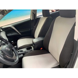 CarsCover Custom Fit 2013-2018 Toyota RAV4 LE XLE SUV Neoprene Car Front Seat Covers Gray & Black Sides Driver and Passenger Cover