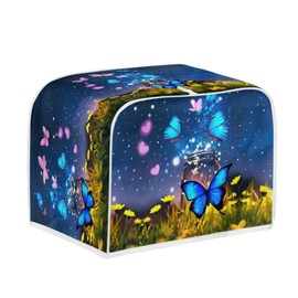 Talayituse Butterfly Heart Flower Print 4 Slice Toaster Covers Dust Protection Bread Maker Covers Toaster Oven Cloth Cover Kitchen Accessories Washable Appliance Cover with Handle