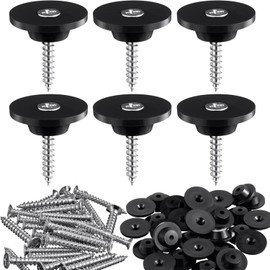 304 Stainless Steel Car Number Plate Screws and Caps,48 PCS Black License Plate Screw Caps Car License Plate Fixing Devices,Number Plate Holder,Number Plate Screws and Caps