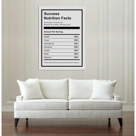 Success Nutrition Facts Office Quotes Motivational Canvas Wall Art- Entrepreneur Inspirational Artwork Canvas Print Picture Framed for Home Living Room Decor -12"x16"